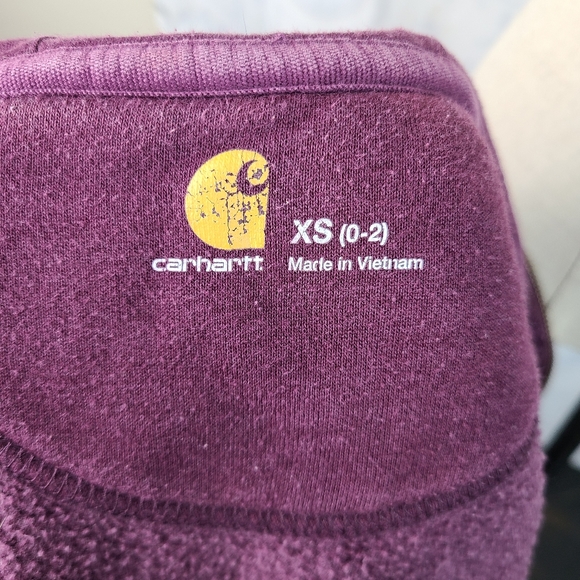 Carhartt burgundy full-zip long-sleeve spell out hoodie women's XS - Picture 12 of 15